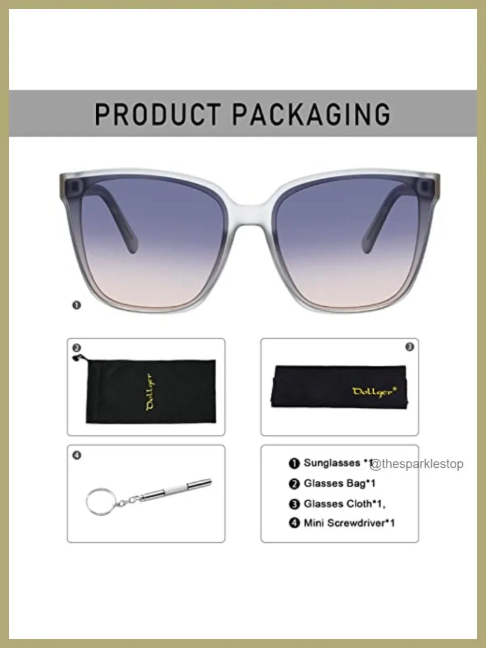 Retro Oversized Square Sunglasses UV400 Protection TR90 Lightweight